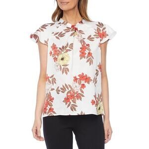 Liz Claiborne Women's Crew Neck Short Sleeve Floral Blouse Plus Size 3X